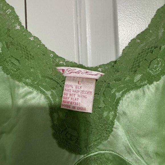 Lime Sherbert Lace Trim Satin Cami Top - Picture 2 of 3